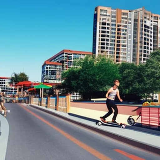 

The image showcases various types of cruisers such as longboard, penny board, and electric skateboard being used for leisure and commuting purposes.