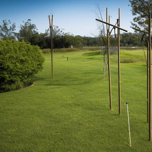 

"The image shows various types of outdoor activity canes placed on a grassy terrain with a beautiful nature backdrop.